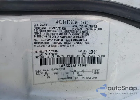 2005 Ford Taurus Se z USA, uszkodzony, nr VIN 1FAFP53265A144109